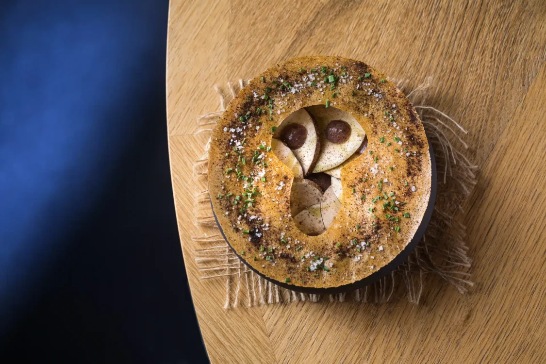 Plat signature champignon chef Thibaut Ruggeri